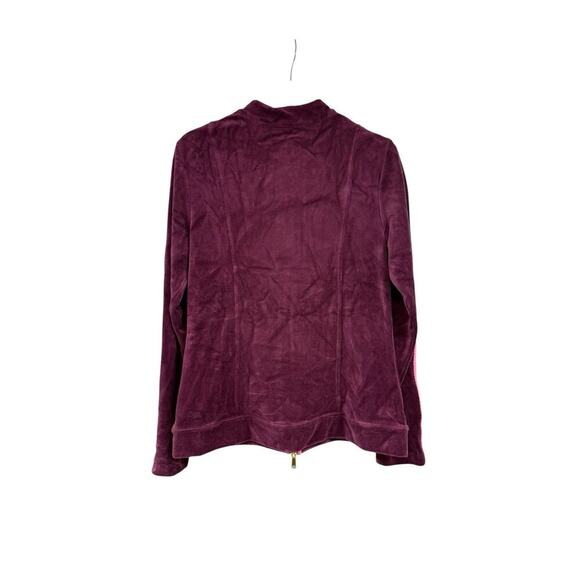 Boston Proper Burgundy Pink Velour Track Suit Set Workout Warm Up Womens Medium - Picture 7 of 14